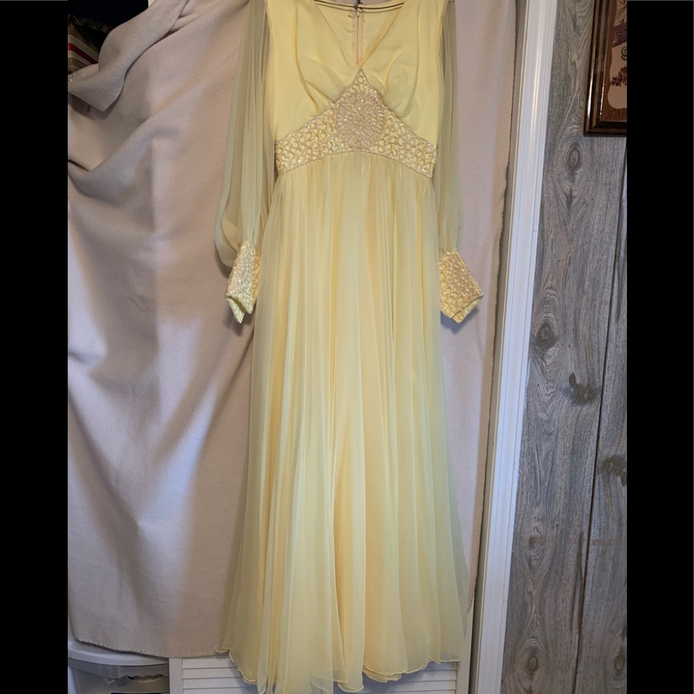Yellow Beaded Vintage Gown